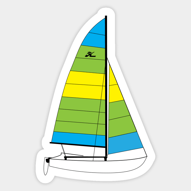 Pack HOBIE CAT 16 Kit BOATS LOGO Rainbow Color VINYL DECAL / STICKER 6pcs